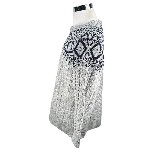 Aran Crafts Jacquard Pullover Sweater Women’s XL Gray Blue Merino Wool Knit New - Picture 4 of 9